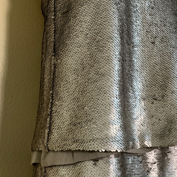 Banana Republic Metallic Taupe Sequin & Silk Sleeveless Mini Dress - Picture 2 of 9